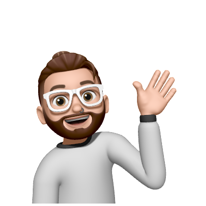 Dániel Bence Papp as an Apple Memoji waving hello while smiling